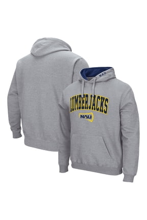 Men's Colosseum Heather Gray Northern Arizona Lumberjacks Arch & Logo 3.0 Pullover Hoodie
