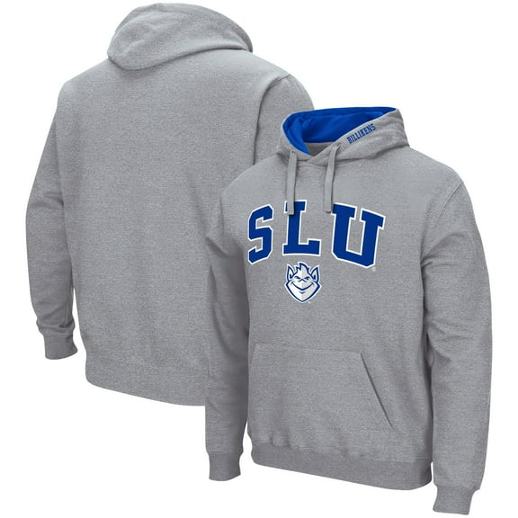 Men's Colosseum Heather Gray Saint Louis Billikens Arch & Logo 3.0 Pullover Hoodie