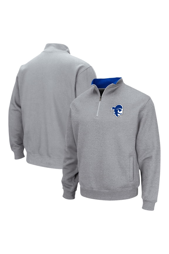 Men's Colosseum Heathered Gray Seton Hall Pirates Tortugas Team Logo Quarter-Zip Jacket