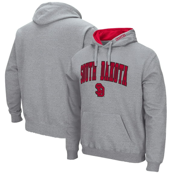 Men's Colosseum Heather Gray South Dakota Coyotes Arch & Logo 3.0 Pullover Hoodie