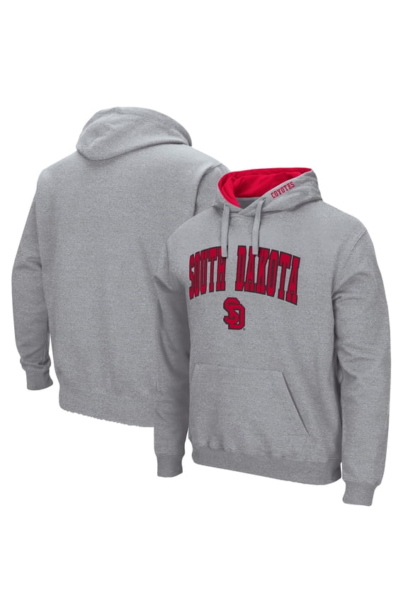Men's Colosseum Heather Gray South Dakota Coyotes Arch & Logo 3.0 Pullover Hoodie