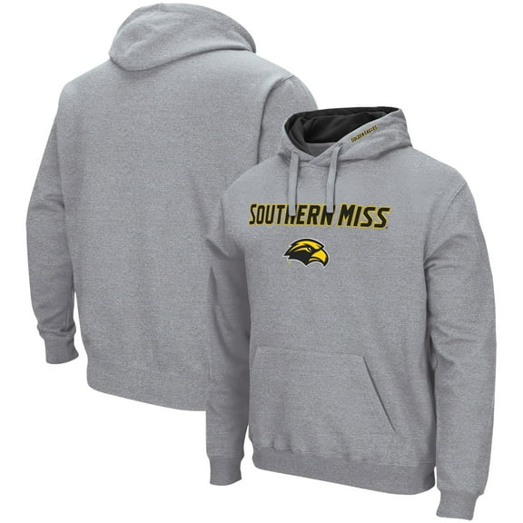 Men's Colosseum Heather Gray Southern Miss Golden Eagles Arch & Logo 3.0 Pullover Hoodie
