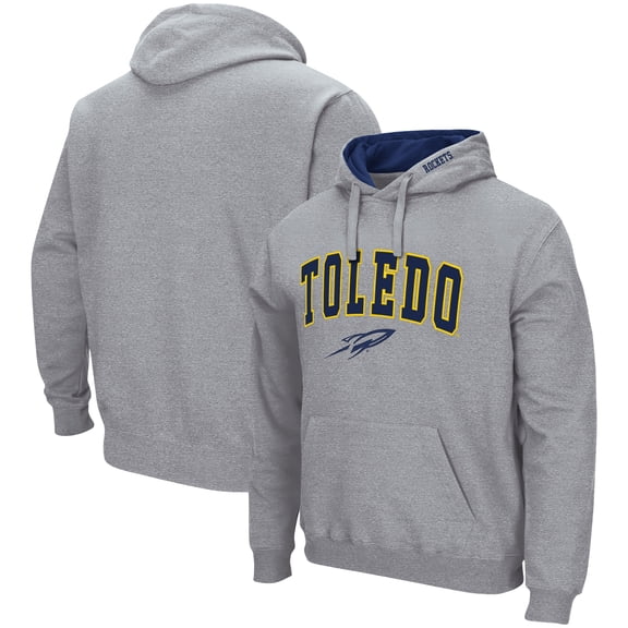 Men's Colosseum Heather Gray Toledo Rockets Arch & Logo 3.0 Pullover Hoodie