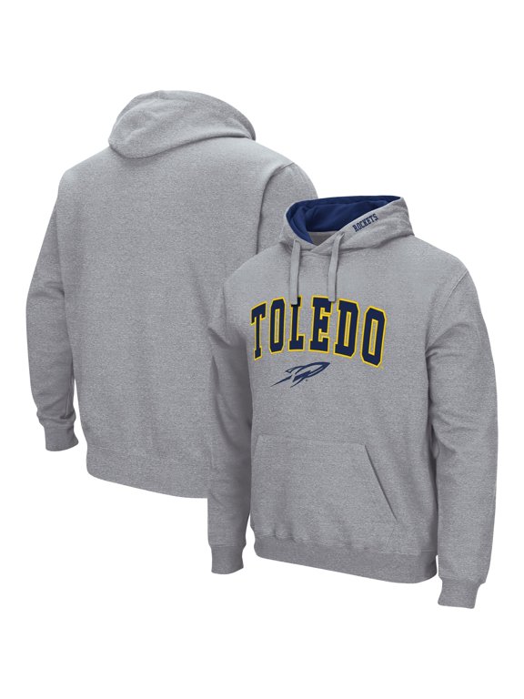 Men's Colosseum Heather Gray Toledo Rockets Arch & Logo 3.0 Pullover Hoodie