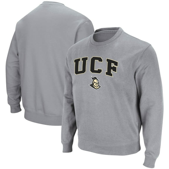 Men's Colosseum Heathered Gray UCF Knights Arch & Logo Tackle Twill Pullover Sweatshirt