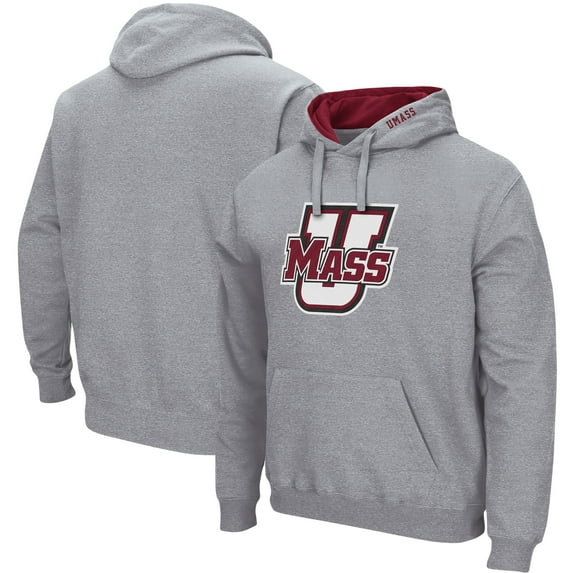 Men's Colosseum Heather Gray UMass Minutemen Arch & Logo Hoodie