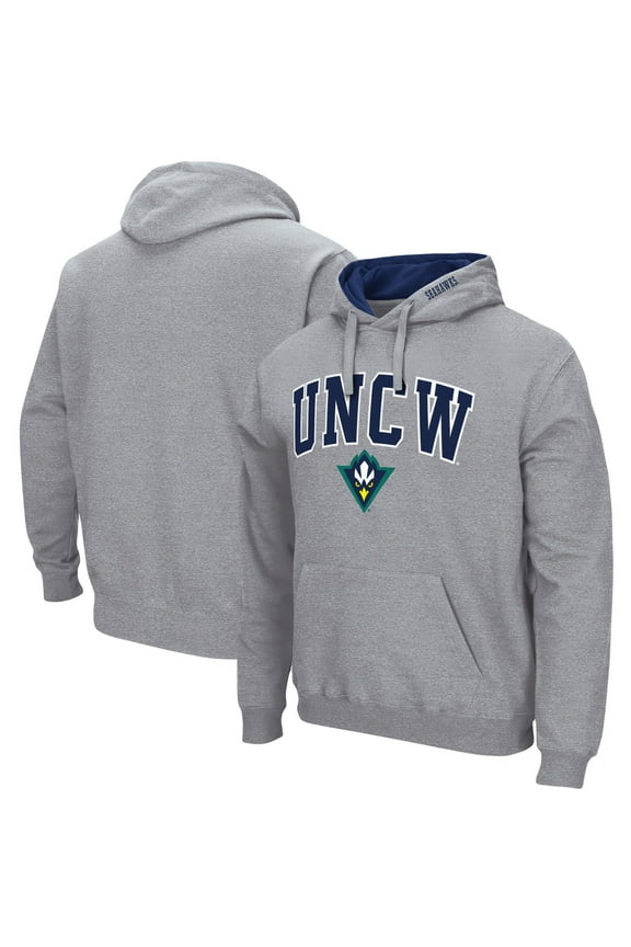 Men's Colosseum  Heather Gray UNC Wilmington Seahawks Arch & Logo Hoodie