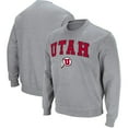thumbnail image 1 of Men's Colosseum Heathered Gray Utah Utes Arch & Logo Tackle Twill Pullover Sweatshirt, 1 of 3