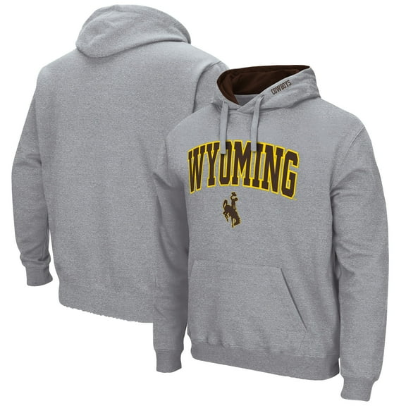 Men's Colosseum  Heather Gray Wyoming Cowboys Arch & Logo Hoodie