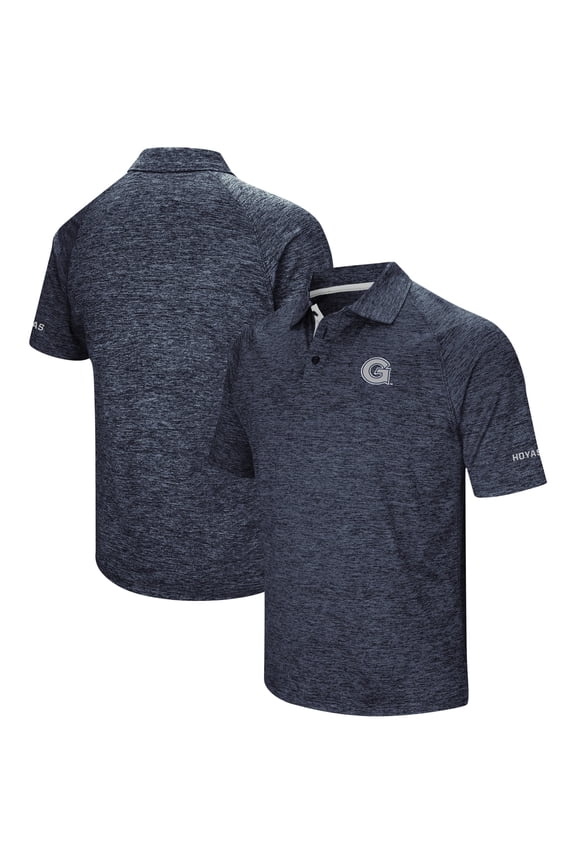 Men's Colosseum Heathered Navy Georgetown Hoyas Down Swing Raglan Polo