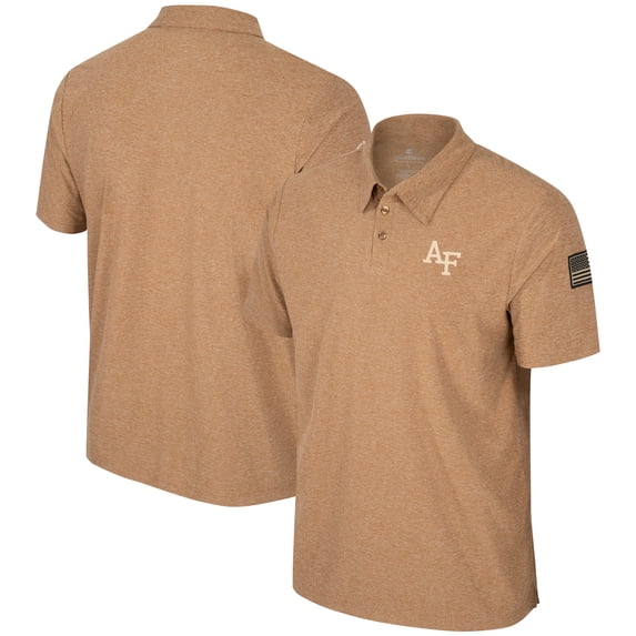 Men's Colosseum Khaki Air Force Falcons OHT Military Appreciation Cloud Jersey Desert Polo