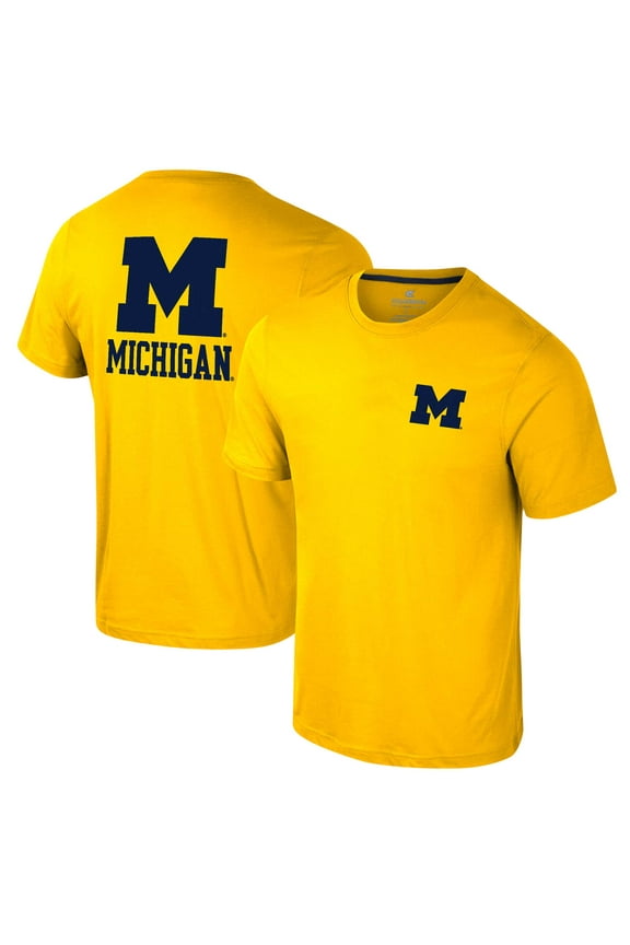Men's Colosseum Maize Michigan Wolverines Logo Lockup 2-Hit Active Blend T-Shirt