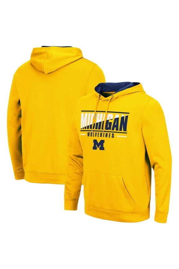 Men's Colosseum Maize Michigan Wolverines Slash Stack 2.0 Pullover Hoodie