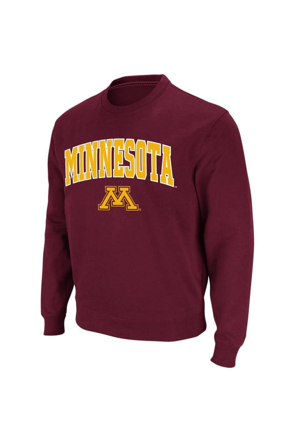 Men's Colosseum Maroon Minnesota Golden Gophers Arch & Logo Crew Neck Sweatshirt