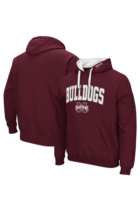 Men's Colosseum Maroon Mississippi State Bulldogs Big & Tall Arch & Logo 2.0 Pullover Hoodie