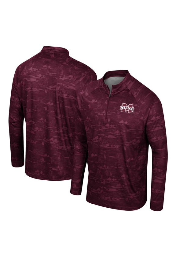 Men's Colosseum Maroon Mississippi State Bulldogs Carson Raglan Quarter-Zip Jacket