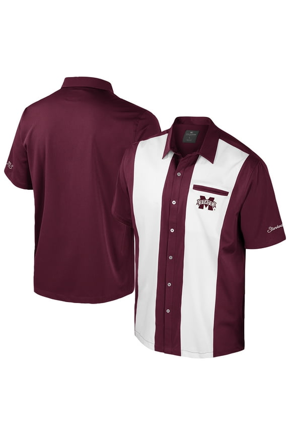 Men's Colosseum Maroon Mississippi State Bulldogs Strike Bowling Button-Up Shirt