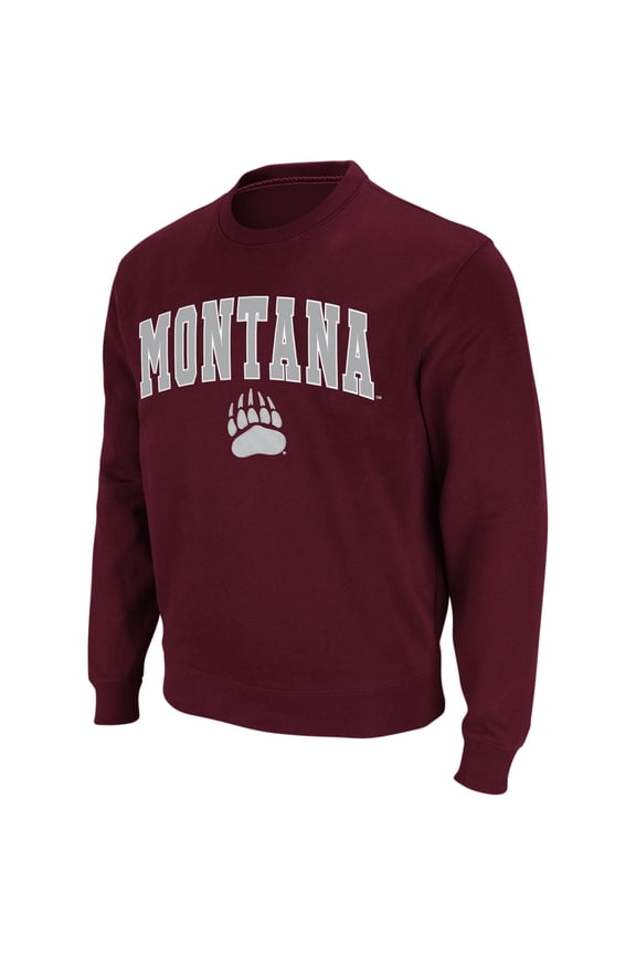 Men's Colosseum Maroon Montana Grizzlies Arch & Logo Crew Neck Sweatshirt