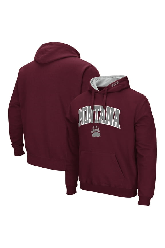 Men's Colosseum Maroon Montana Grizzlies Arch & Logo 3.0 Pullover Hoodie