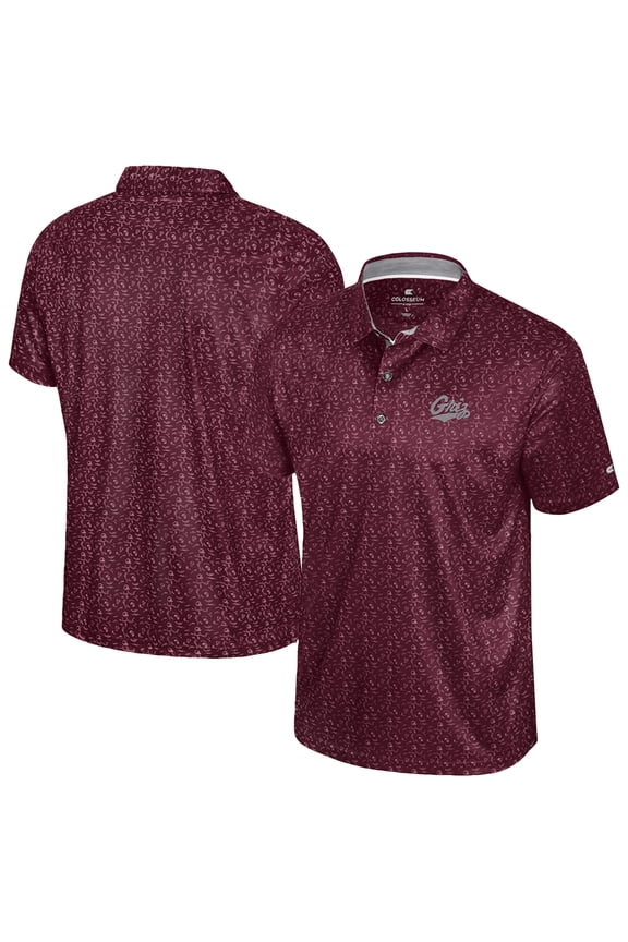 Men's Colosseum  Maroon Montana Grizzlies Football Print Polo