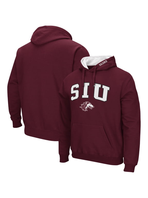 Men's Colosseum Maroon Southern Illinois Salukis Arch & Logo 3.0 Pullover Hoodie