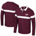 thumbnail image 1 of Men's Colosseum  Maroon Virginia Tech Hokies Too Cool For School Long Sleeve Polo, 1 of 3