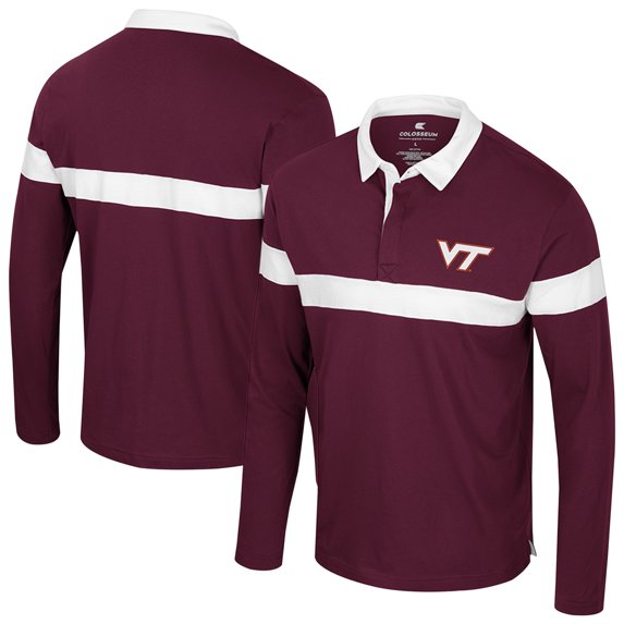 Men's Colosseum Maroon Virginia Tech Hokies Too Cool For School Long Sleeve Polo