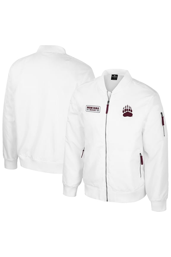 Men's Colosseum Montana Grizzlies White Rabbit Full-Zip Bomber Jacket