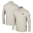 thumbnail image 1 of Men's Colosseum Natural Michigan State Spartans OHT Military Appreciation Quarter-Zip Jacket, 1 of 4