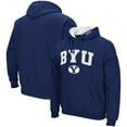 thumbnail image 1 of Men's Colosseum Navy BYU Cougars Arch & Logo 3.0 Pullover Hoodie, 1 of 3