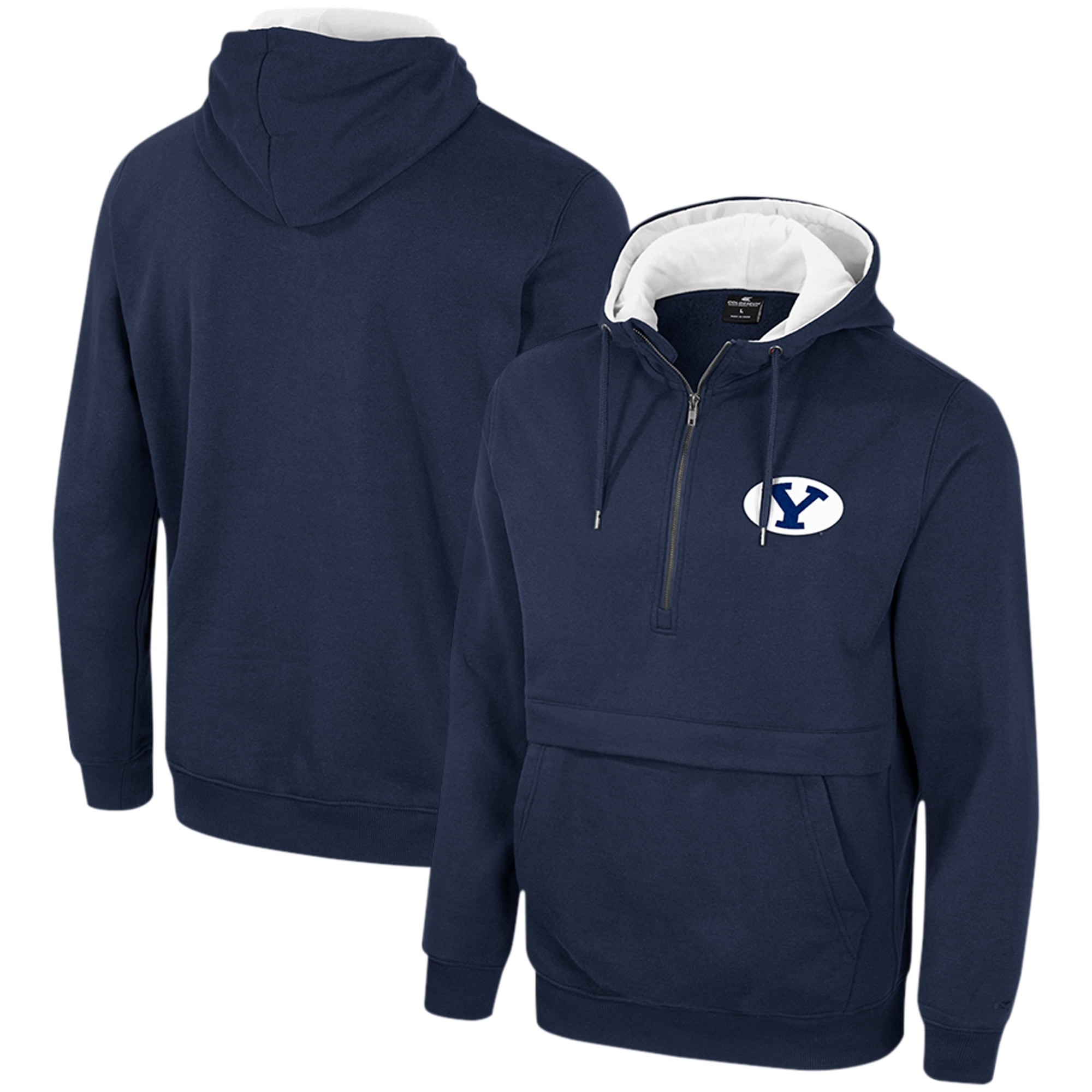 Men s Colosseum Navy BYU Cougars Half Zip Hoodie Walmart