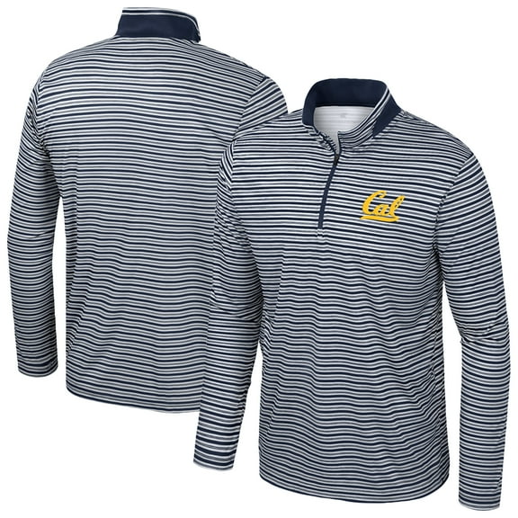 Men's Colosseum Navy Cal Bears Striped Quarter-Zip Top