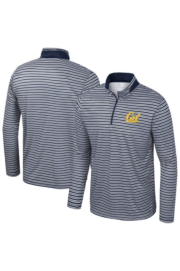 Men's Colosseum Navy Cal Bears Striped Quarter-Zip Top
