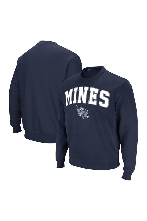 Men's Colosseum Navy Colorado School of Mines Orediggers Arch & Logo Pullover Sweatshirt