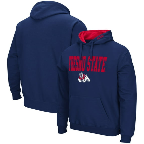 Men's Colosseum Navy Fresno State Bulldogs Arch & Logo 3.0 Pullover Hoodie