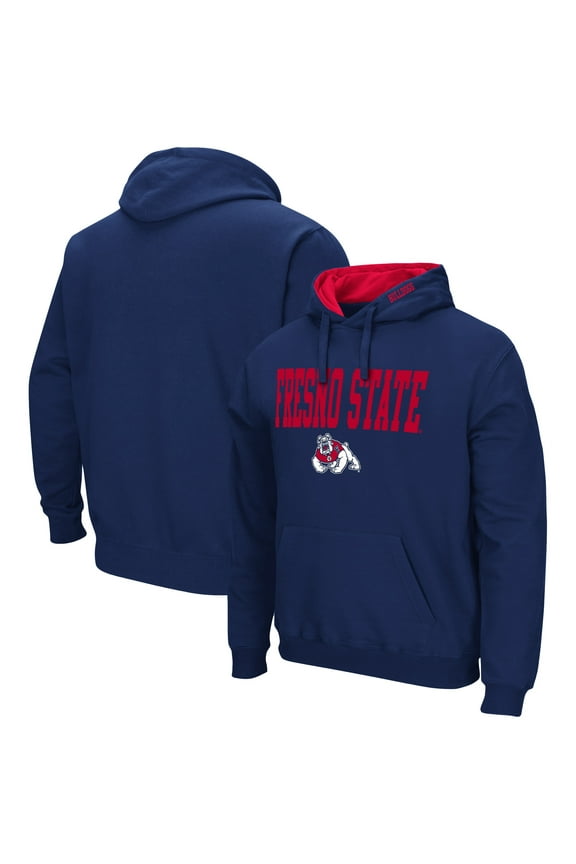 Men's Colosseum Navy Fresno State Bulldogs Arch & Logo 3.0 Pullover Hoodie