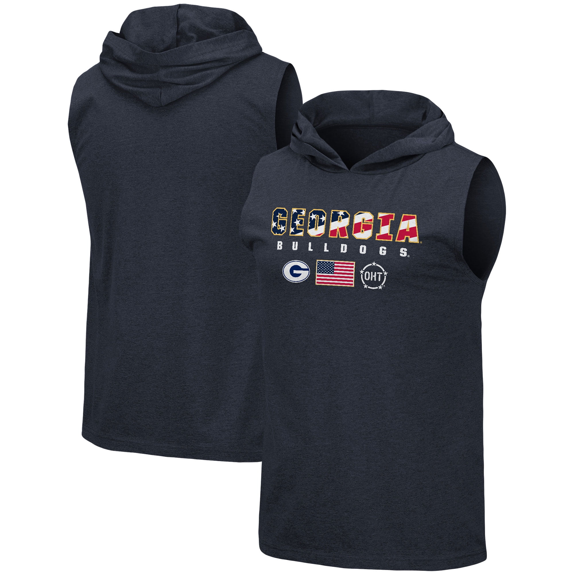 Men s Colosseum Navy Georgia Bulldogs OHT Military Appreciation Americana Hoodie Sleeveless T Shirt Walmart