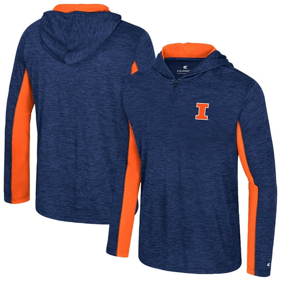 Men's Colosseum Navy Illinois Fighting Illini Always Sunny Quarter-Zip Hoodie