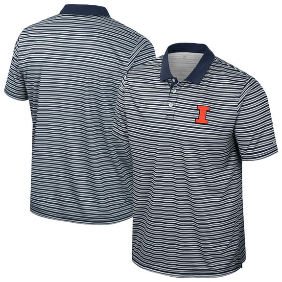 Men's Colosseum Navy Illinois Fighting Illini Striped Polo