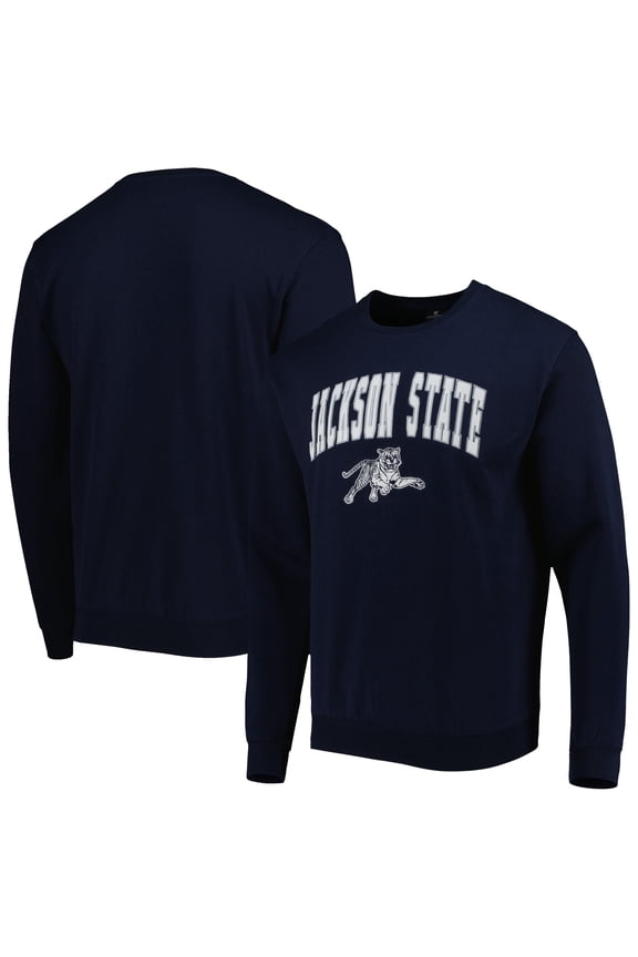 Men's Colosseum Navy Jackson State Tigers Arch Over Logo Pullover Sweatshirt