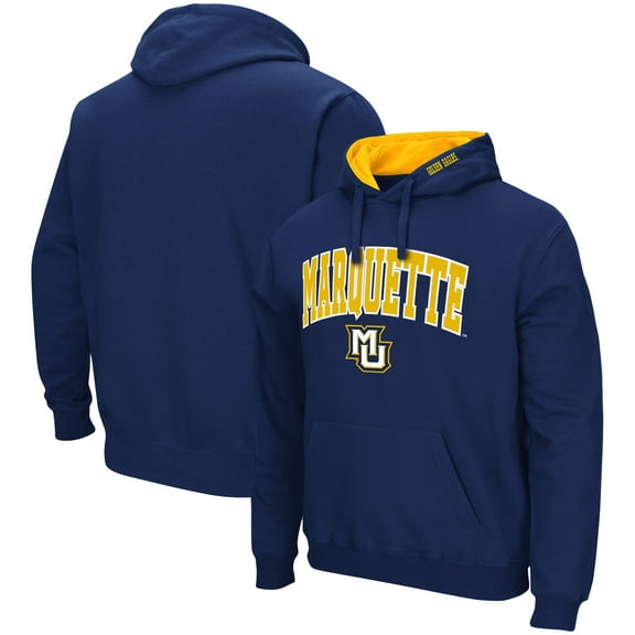 Men's Colosseum Navy Marquette Golden Eagles Arch & Logo 3.0 Pullover Hoodie