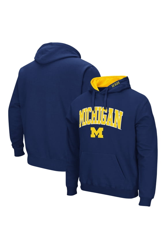 Men's Colosseum Navy Michigan Wolverines Arch & Logo 3.0 Pullover Hoodie
