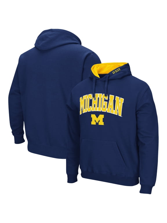 Men's Colosseum Navy Michigan Wolverines Arch & Logo 3.0 Pullover Hoodie
