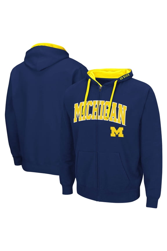 Men's Colosseum Navy Michigan Wolverines Big & Tall Full-Zip Hoodie