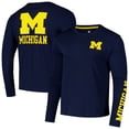 thumbnail image 1 of Men's Colosseum Navy Michigan Wolverines Logo Lockup 3-Hit Active Blend Long Sleeve T-Shirt, 1 of 3