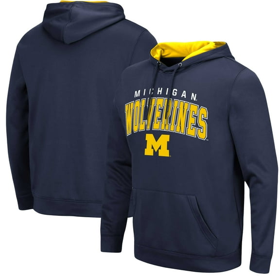 Men's Colosseum Navy Michigan Wolverines Resistance-Pullover Hoodie