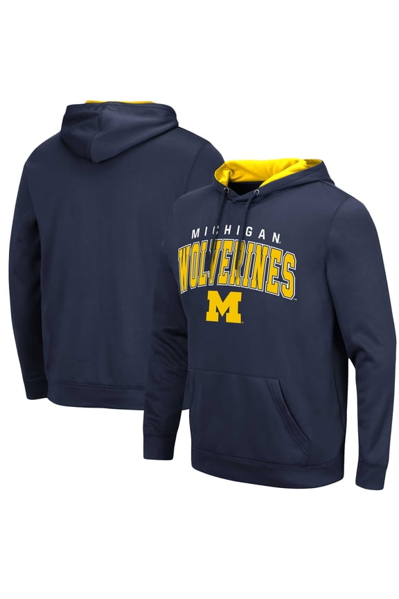 Men's Colosseum Navy Michigan Wolverines Resistance-Pullover Hoodie