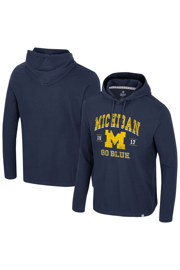 Men's Colosseum Navy Michigan Wolverines Simoleans Washed Hoodie