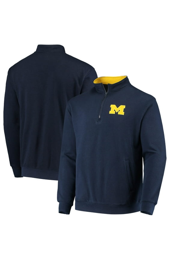 Men's Colosseum Navy Michigan Wolverines Tortugas Logo Quarter-Zip Jacket