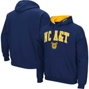 Men's Colosseum Navy North Carolina A&T Aggies Arch & Logo 3.0 Pullover Hoodie